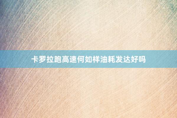 卡罗拉跑高速何如样油耗发达好吗